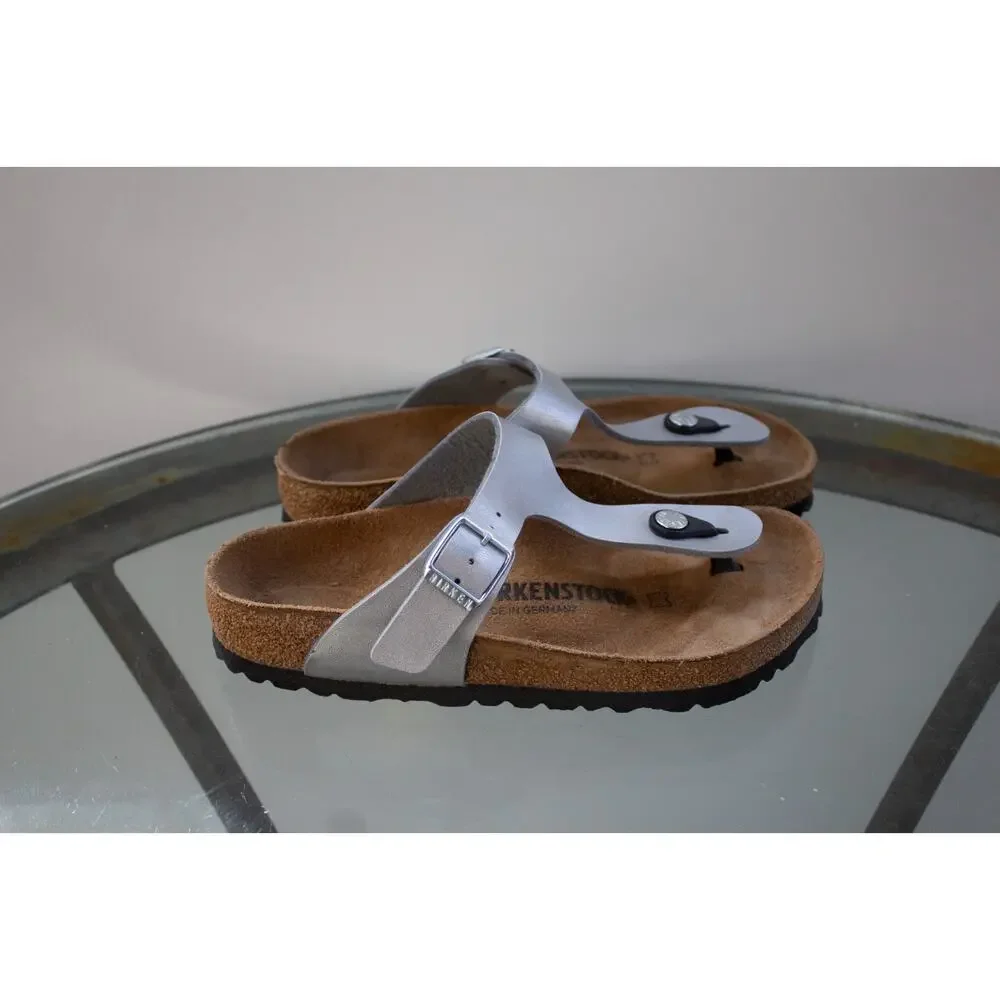 NEW‎ Birkenstock Gizeh Silver Thong Sandals Metallic Womens Size EU 35 / L 4 US
